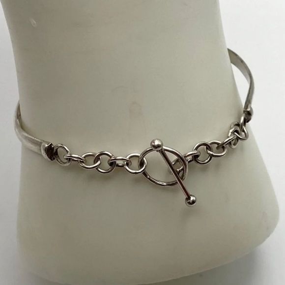 VINTAGE Sterling Silver 925 Faceted Citrine Bangle Bracelet - Picture 3 of 4